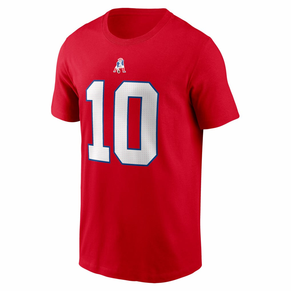 Drake Maye New England Patriots Name & Number T-Shirt - Red T-shirts