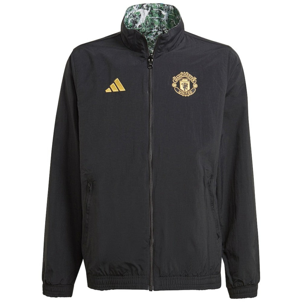 Manchester United x Stone Roses Originals Youth 2023/24 Reversible Anthem Full-Zip Jacket Black - Adidas on sale