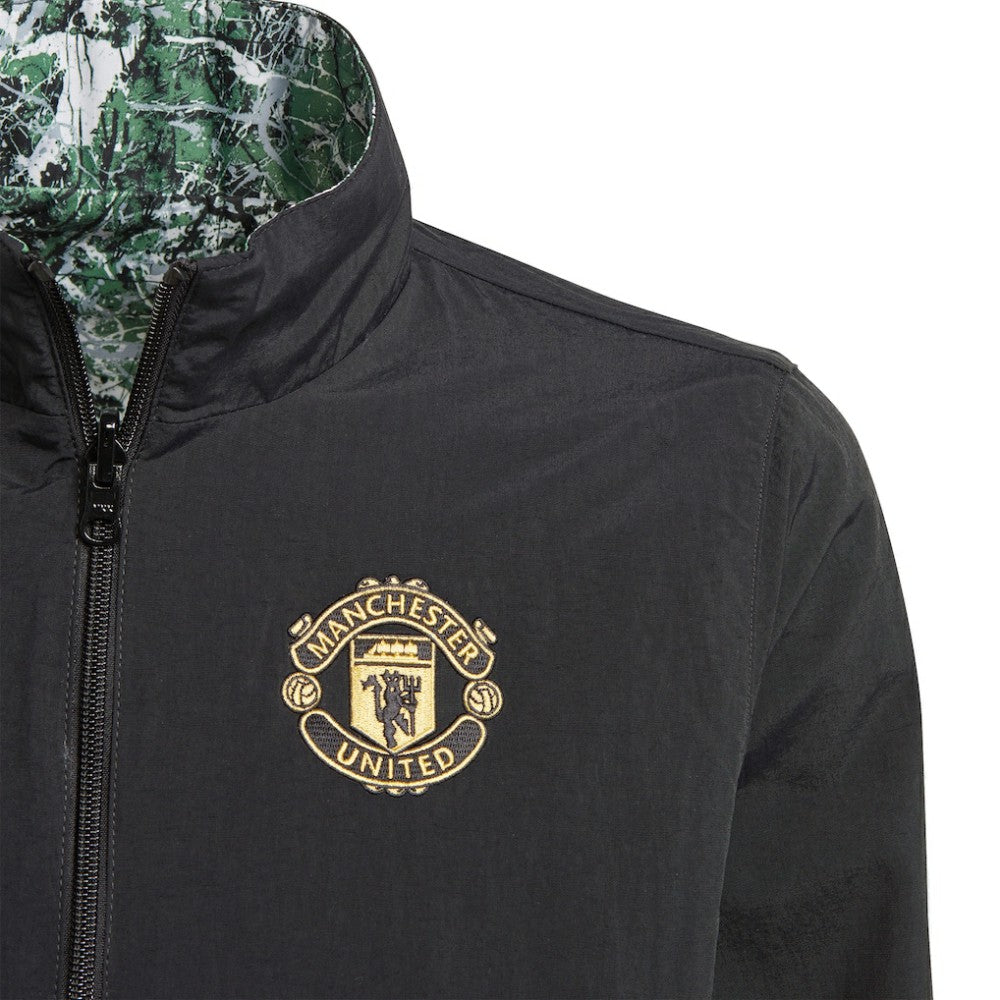 Manchester United x Stone Roses Originals Youth 2023/24 Reversible Anthem Full-Zip Jacket Black - Adidas on sale