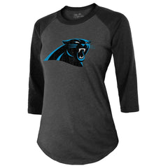 Bryce Young Carolina Panthers Majestic Threads Women's Player Name & Number Tri-Blend 3/4-Sleeve Fitted T-Shirt - Black T-shirts