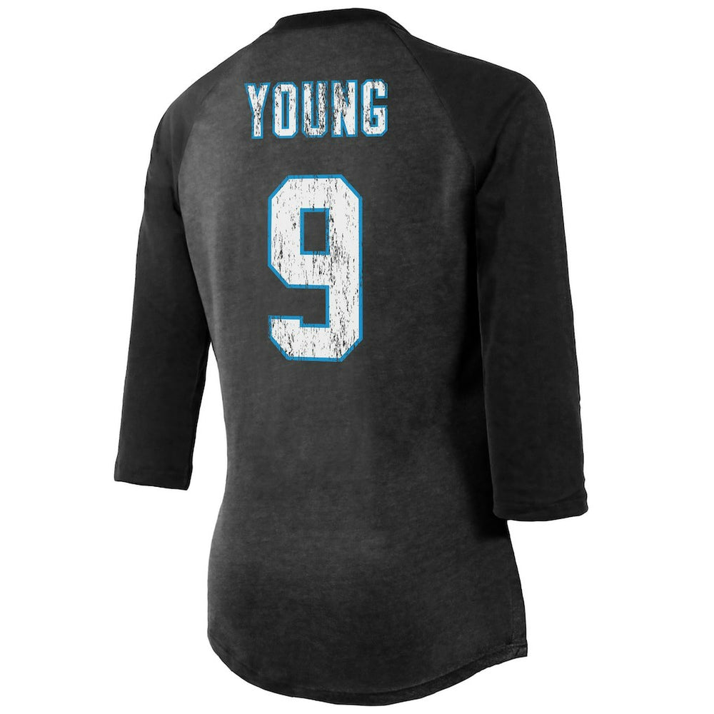Bryce Young Carolina Panthers Majestic Threads Women's Player Name & Number Tri-Blend 3/4-Sleeve Fitted T-Shirt - Black T-shirts