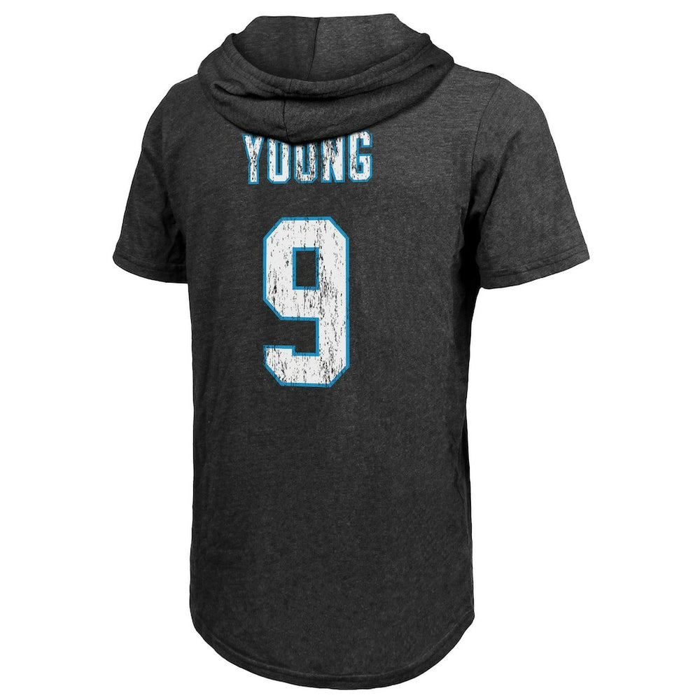 Bryce Young Carolina Panthers Majestic Threads Player Name & Number Tri-Blend Slim Fit Hoodie T-Shirt - Black Hoodies