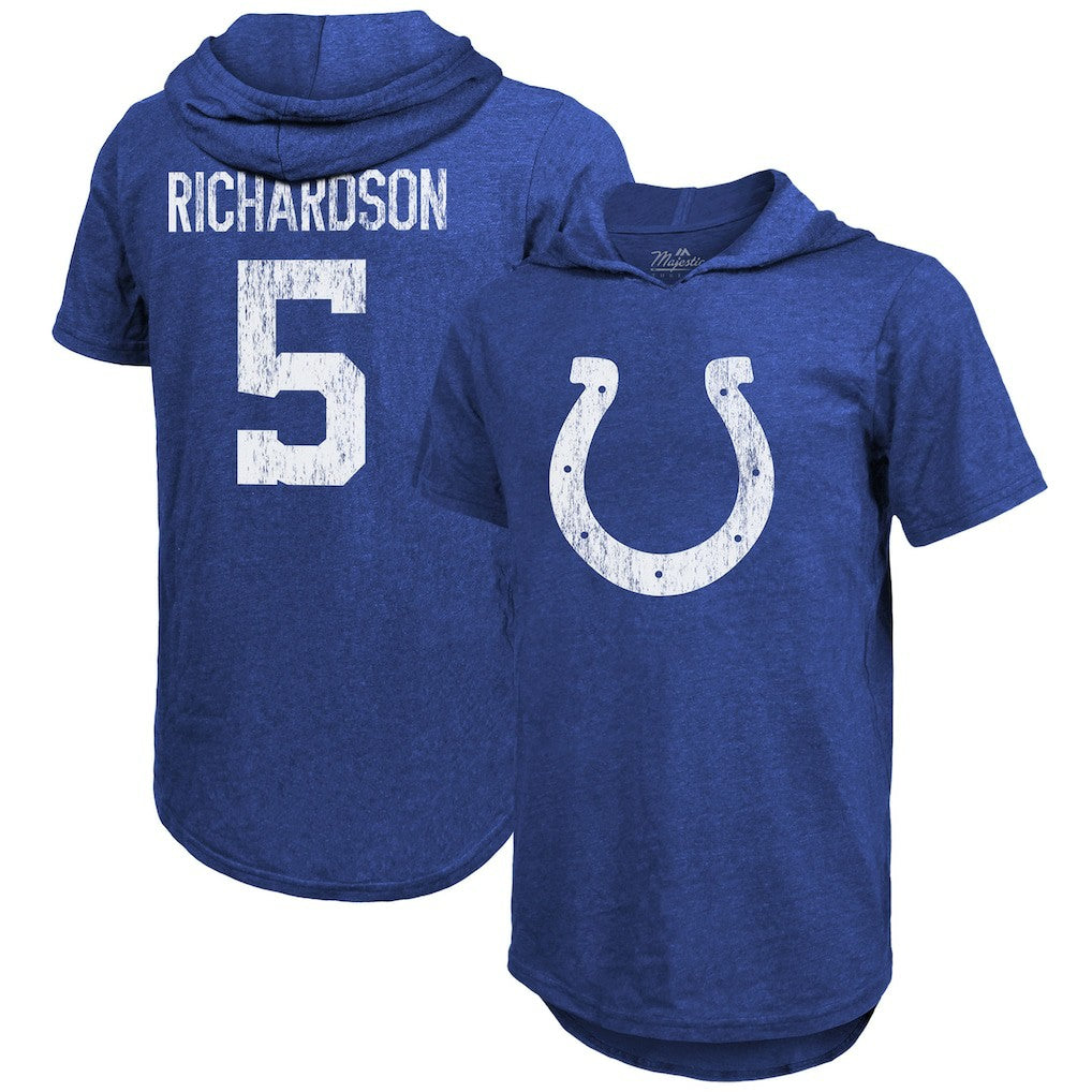 Anthony Richardson Indianapolis Colts Majestic Threads Player Name & Number Tri-Blend Slim Fit Hoodie T-Shirt - Royal Hoodies