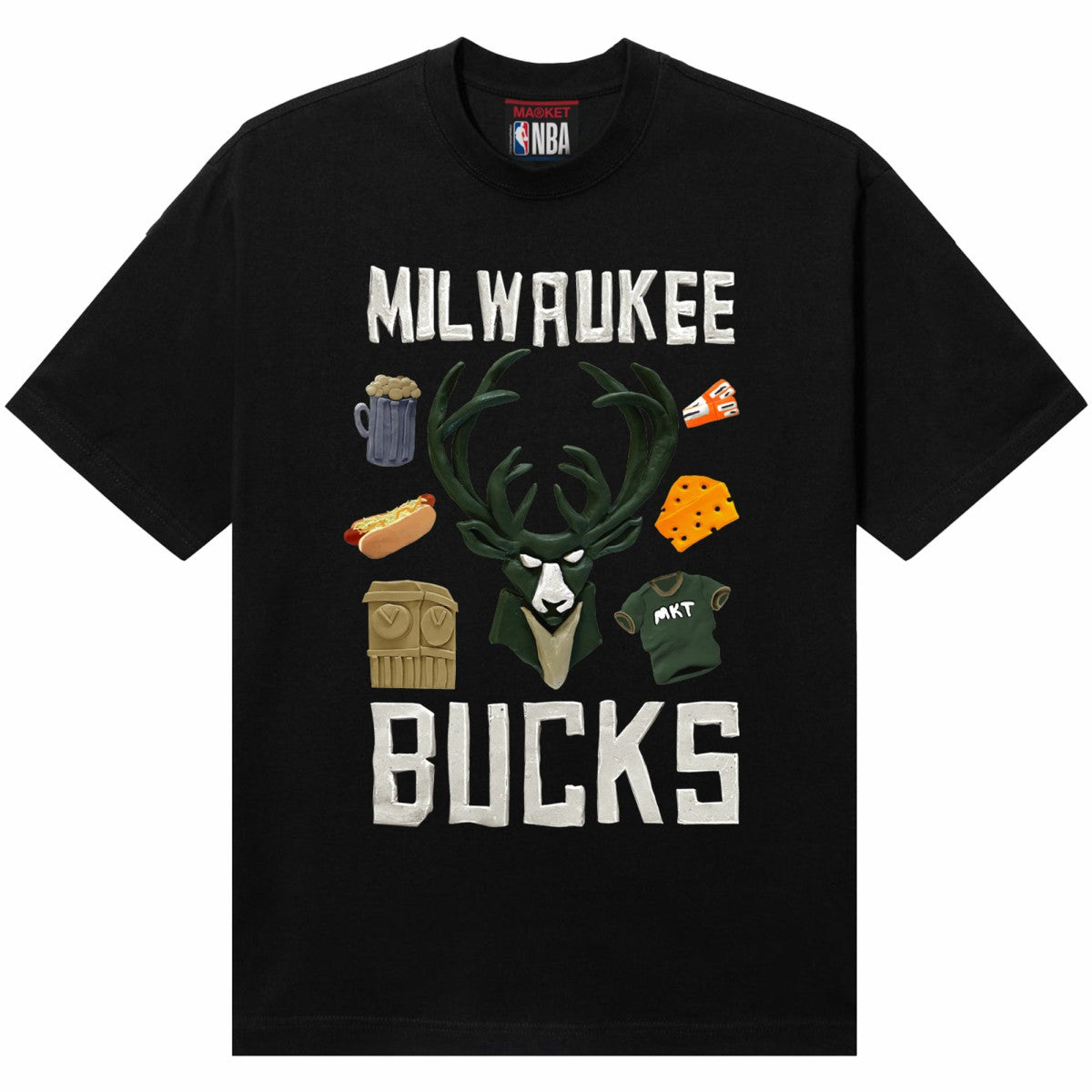 Milwaukee Bucks NBA x MARKET Unisex Claymation T-Shirt Black outlet