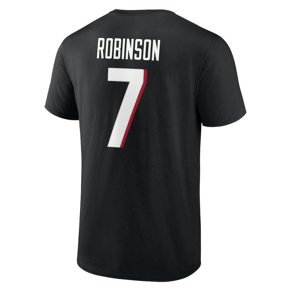 Bijan Robinson Atlanta Falcons Icon Name & Number T-Shirt - Black T-shirts