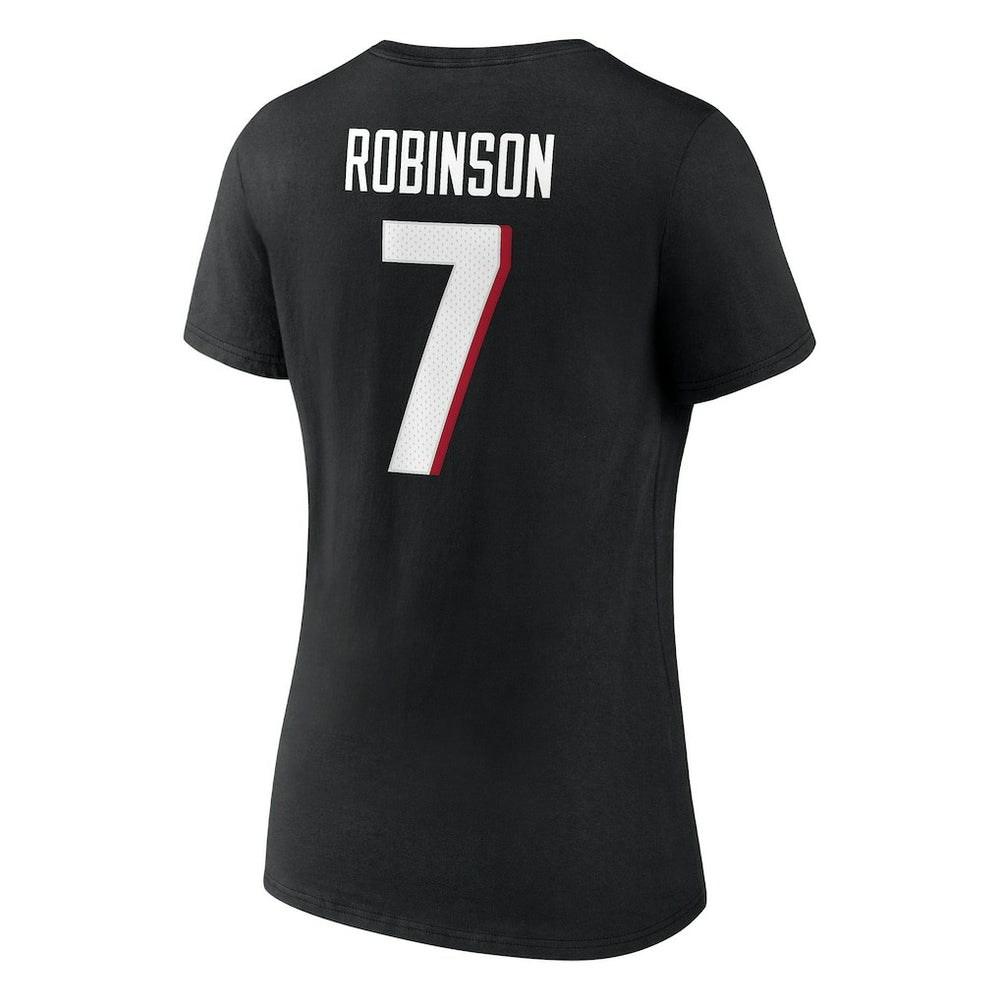 Bijan Robinson Atlanta Falcons Women's Icon Name & Number V-Neck T-Shirt - Black T-shirts