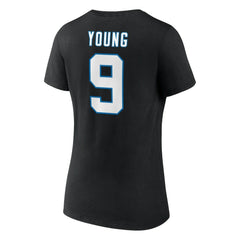 Bryce Young Carolina Panthers Women's Icon Name & Number V-Neck T-Shirt - Black T-shirts