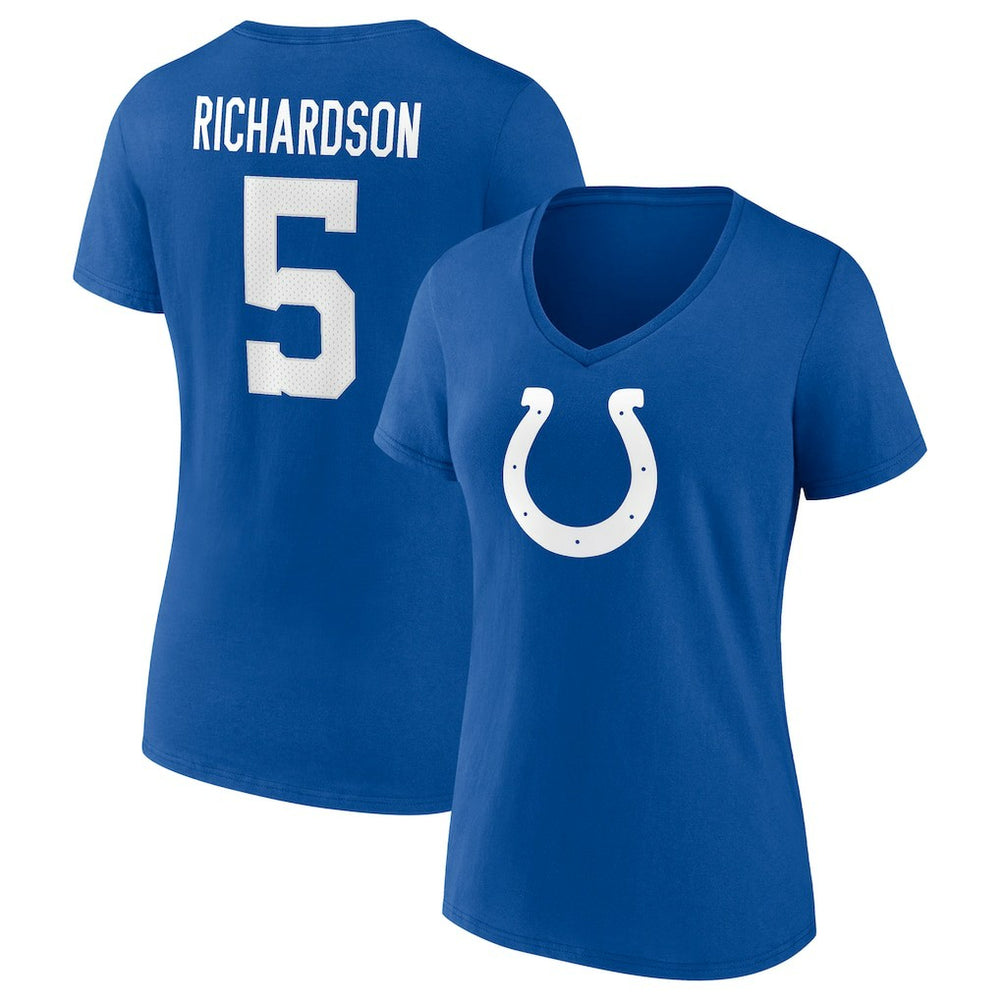 Anthony Richardson Indianapolis Colts Women's Icon Name & Number V-Neck T-Shirt - Royal T-shirts