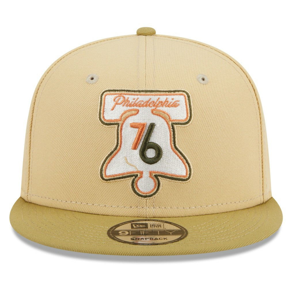 Philadelphia 76ers Green Collection Repreve 9FIFTY Snapback Hat Khaki/Tan - New Era