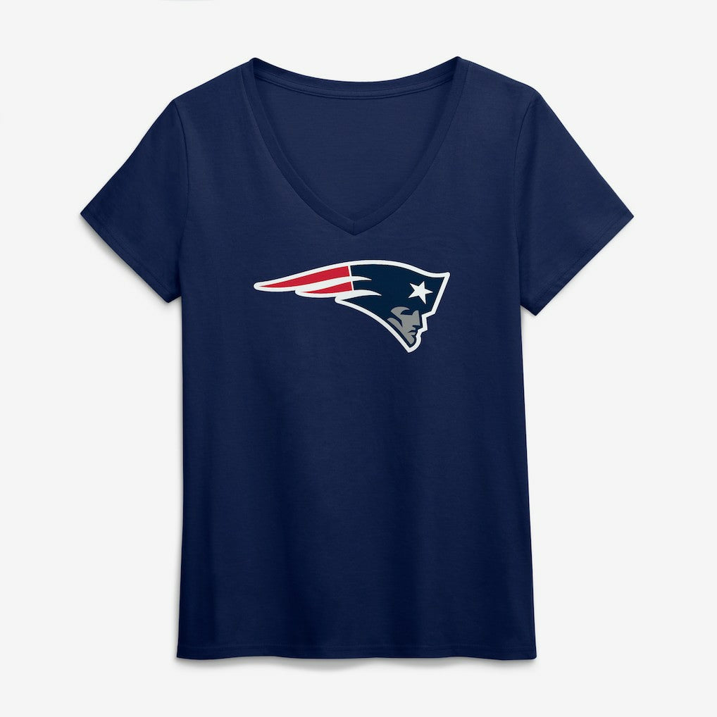 New England Patriots Logo Athletic Women's Primary Logo V-Neck T-Shirt - Navy T-shirts
