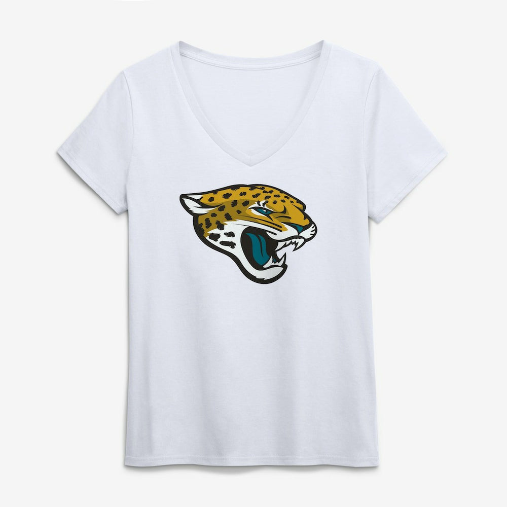 Jacksonville Jaguars Logo Athletic Women's Primary Logo V-Neck T-Shirt - White T-shirts