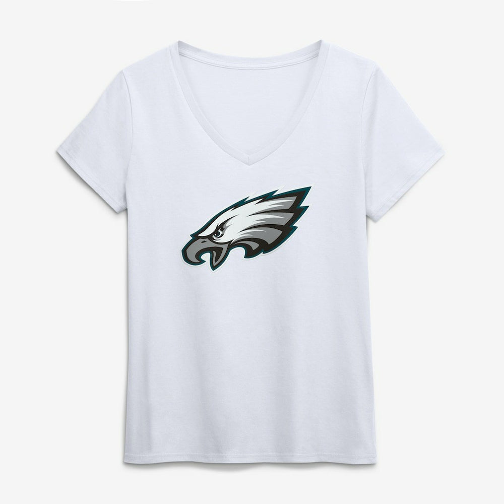 Philadelphia Eagles Logo Athletic Women's Primary Logo V-Neck T-Shirt - White T-shirts