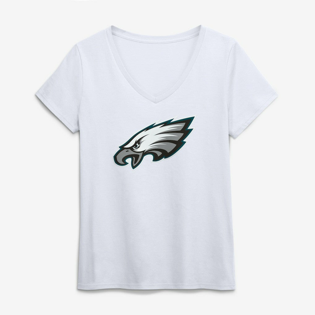Philadelphia Eagles Logo Athletic Women's Primary Logo V-Neck T-Shirt - White T-shirts