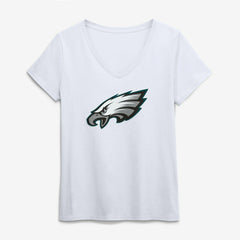 Philadelphia Eagles Logo Athletic Women's Primary Logo V-Neck T-Shirt - White T-shirts
