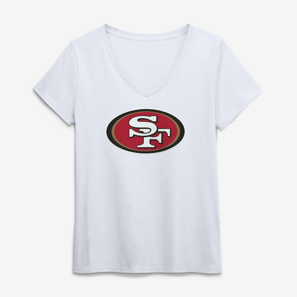 San Francisco 49ers Logo Athletic Women's Primary Logo V-Neck T-Shirt - White T-shirts