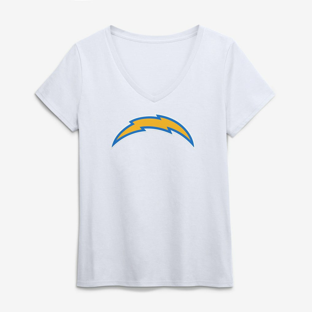Los Angeles Chargers Logo Athletic Women's Primary Logo V-Neck T-Shirt - White T-shirts