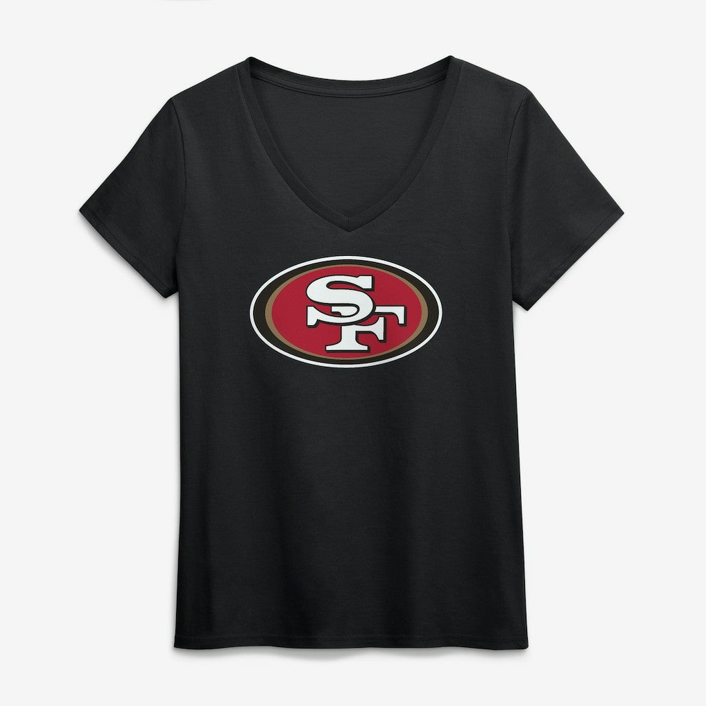 San Francisco 49ers Logo Athletic Women's Primary Logo V-Neck T-Shirt - Black T-shirts