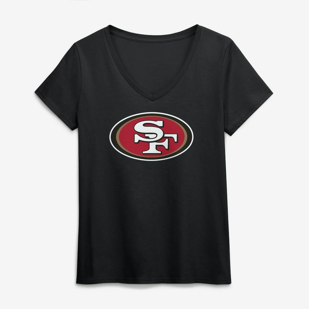 San Francisco 49ers Logo Athletic Women's Primary Logo V-Neck T-Shirt - Black T-shirts