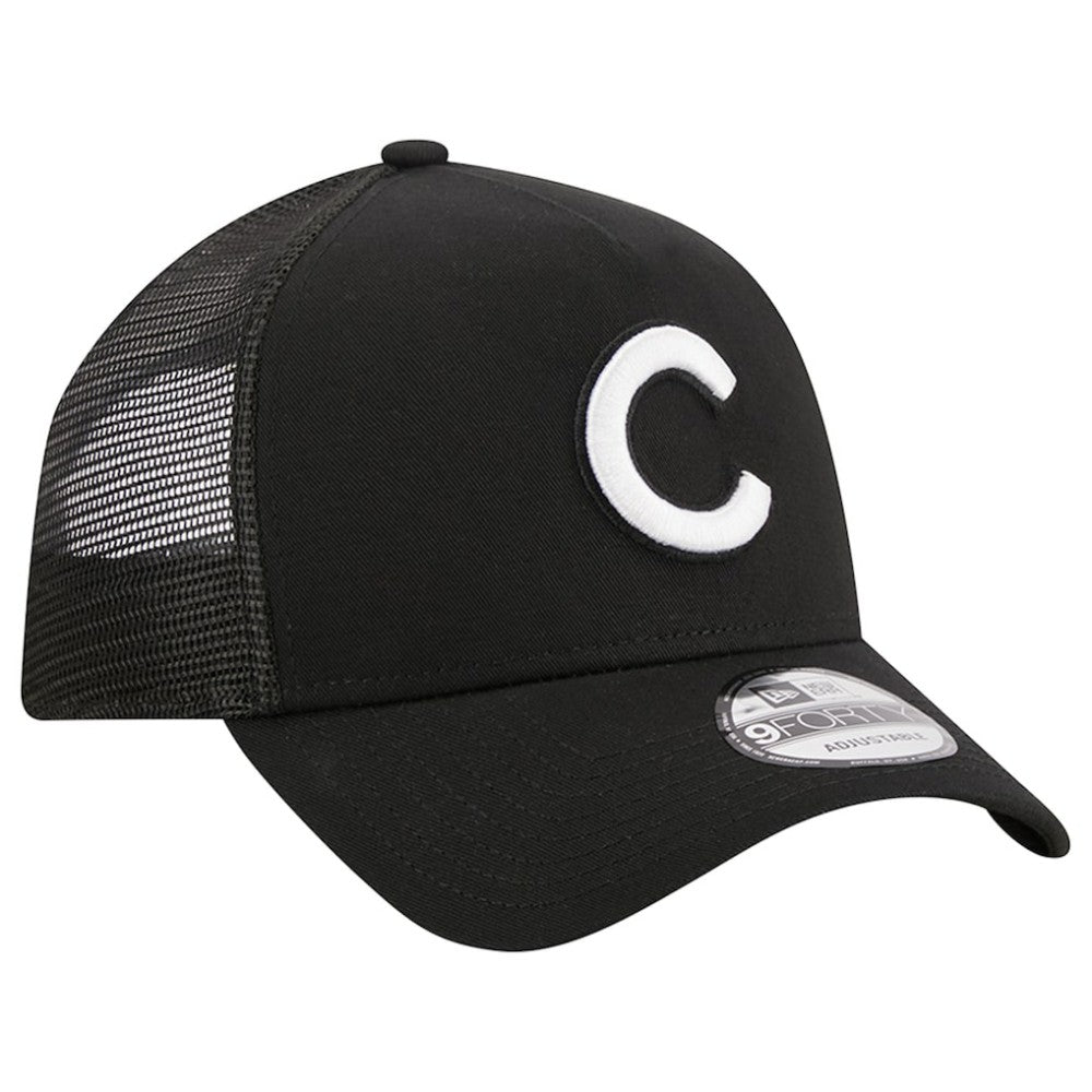 Chicago Cubs New Era A-Frame 9FORTY Trucker Adjustable Hat - Black Hats