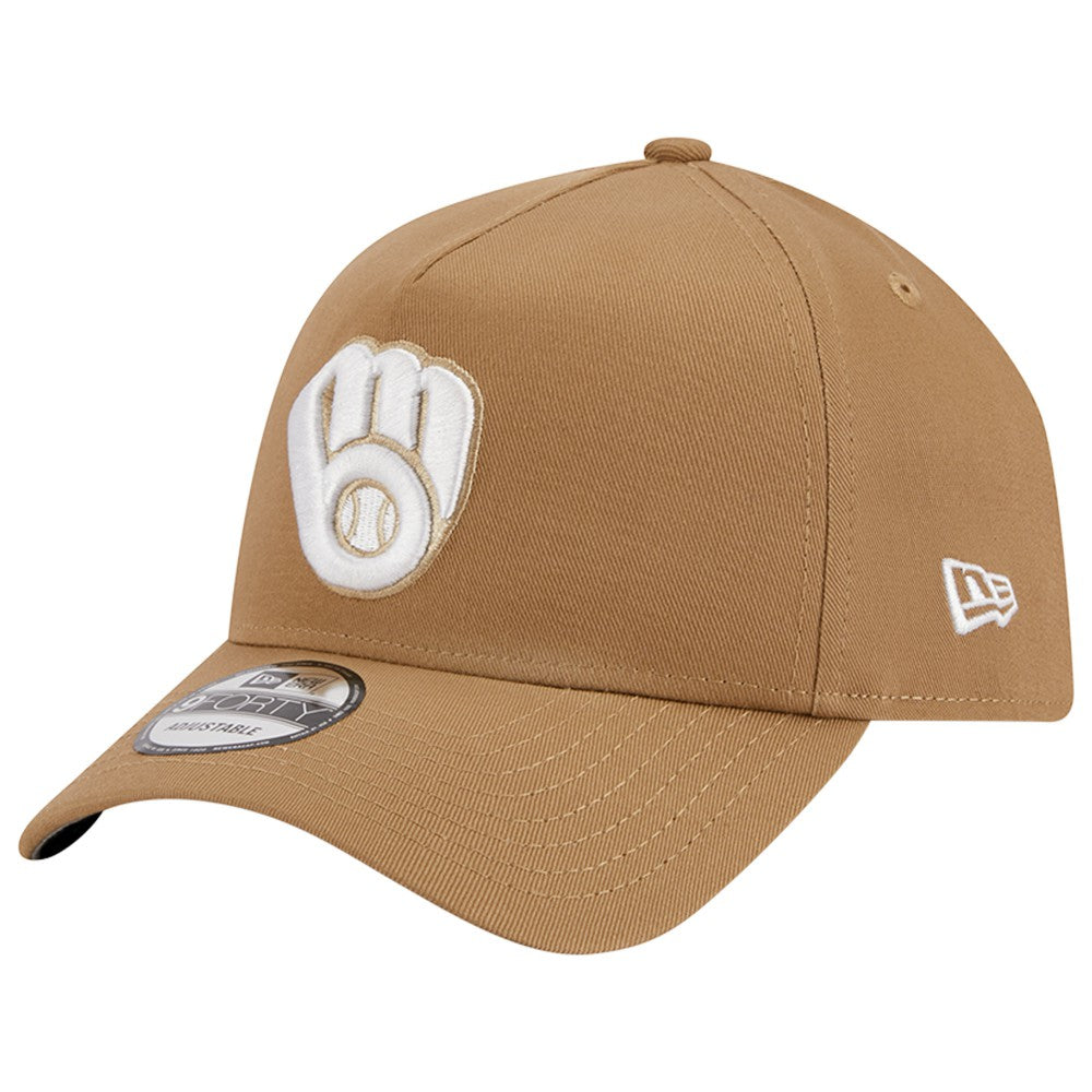 Milwaukee Brewers New Era A-Frame 9FORTY Adjustable Hat - Khaki Hats