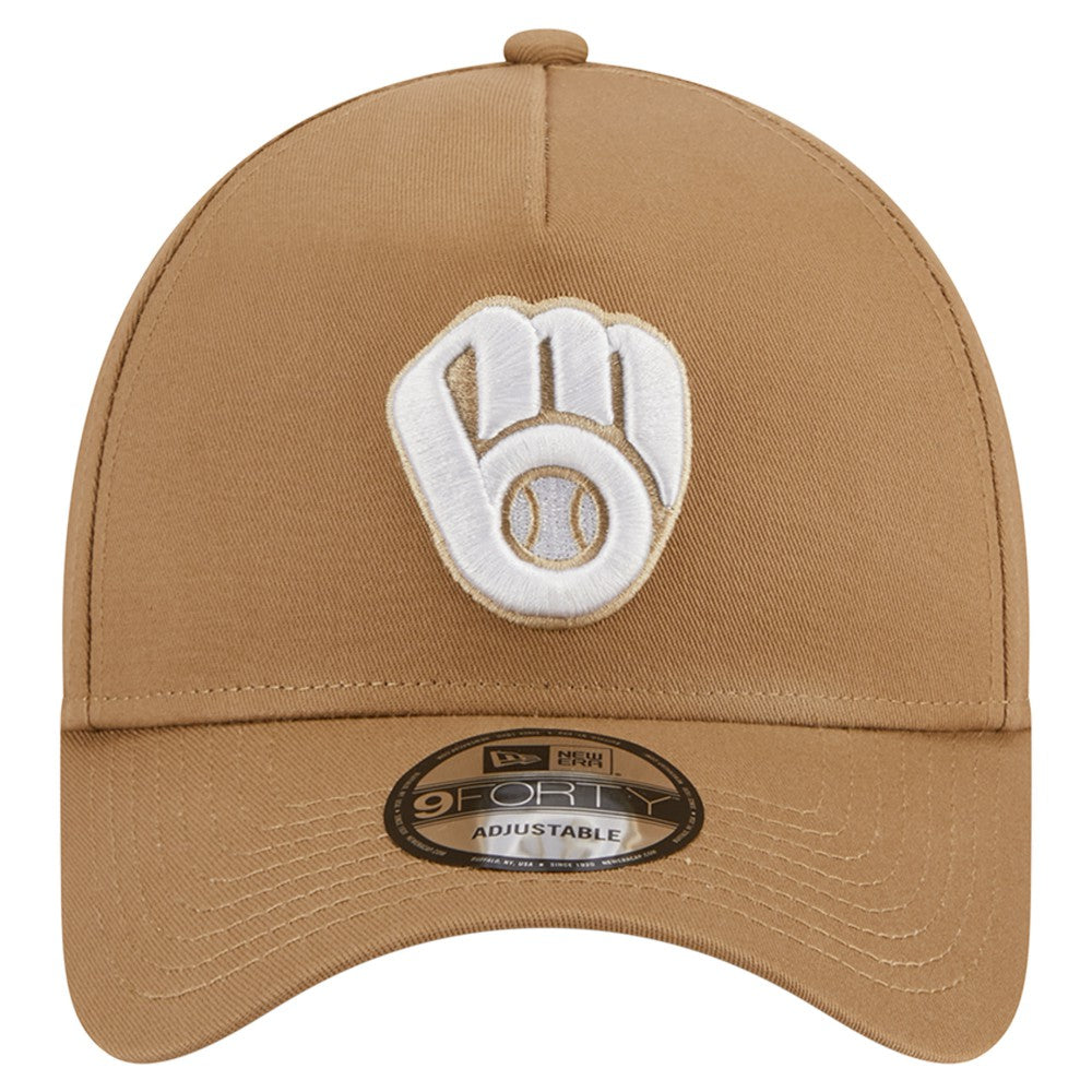 Milwaukee Brewers New Era A-Frame 9FORTY Adjustable Hat - Khaki Hats