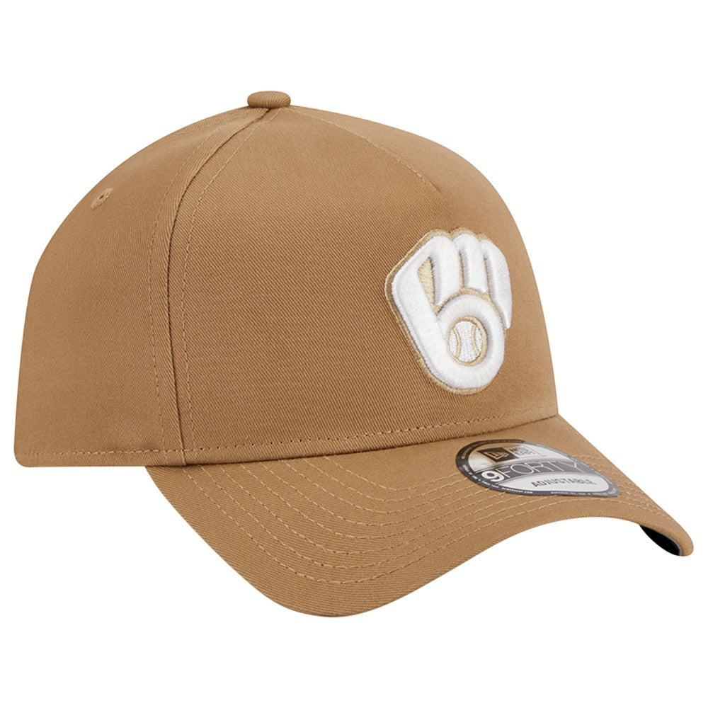 Milwaukee Brewers New Era A-Frame 9FORTY Adjustable Hat - Khaki Hats
