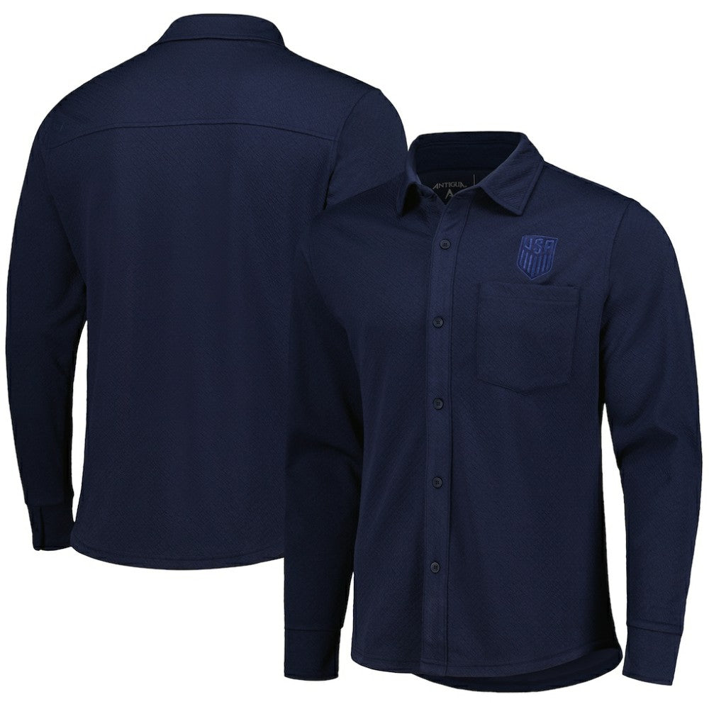 USMNT Antigua Streamer Diamond Button-Up Shacket Navy
