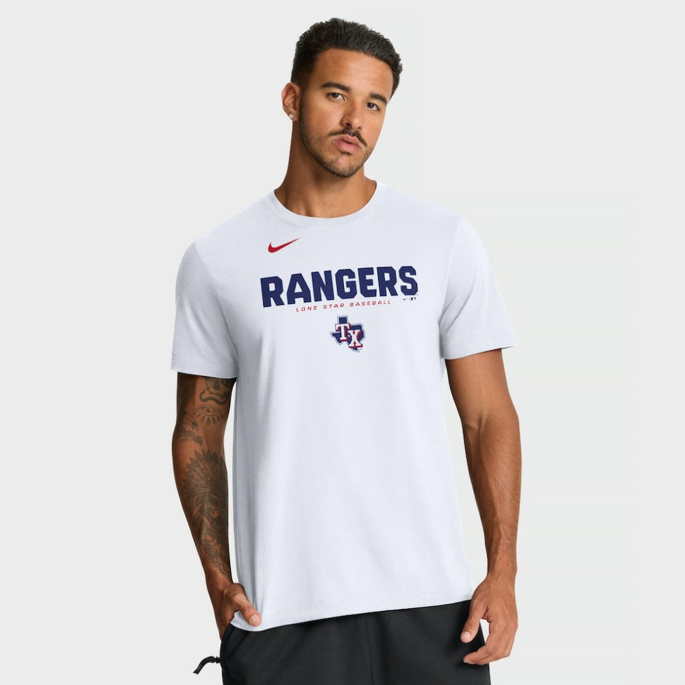 Texas Rangers Nike Bold Team Name T-Shirt - White T-shirts
