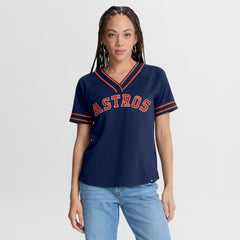 Houston Astros Fanatics Women's Diva Race Ahead Raglan V-Neck T-Shirt - Navy T-shirts