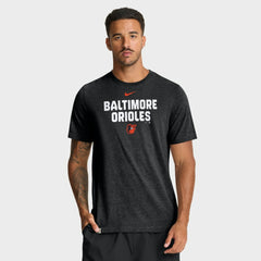 Baltimore Orioles Nike Stacked Tri-Blend T-Shirt - Heather Black T-shirts
