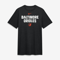 Baltimore Orioles Nike Stacked Tri-Blend T-Shirt - Heather Black T-shirts