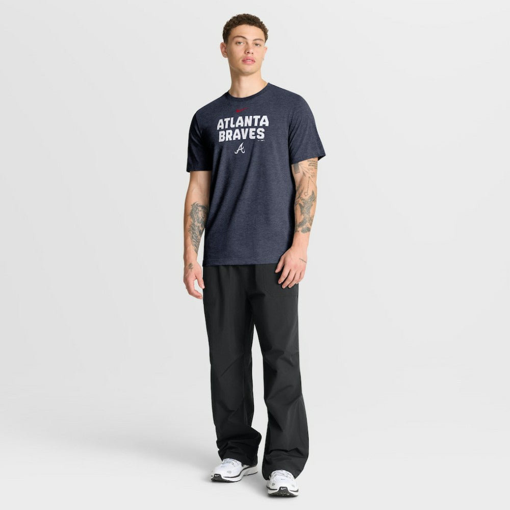 Atlanta Braves Nike Stacked Tri-Blend T-Shirt - Heather Navy T-shirts