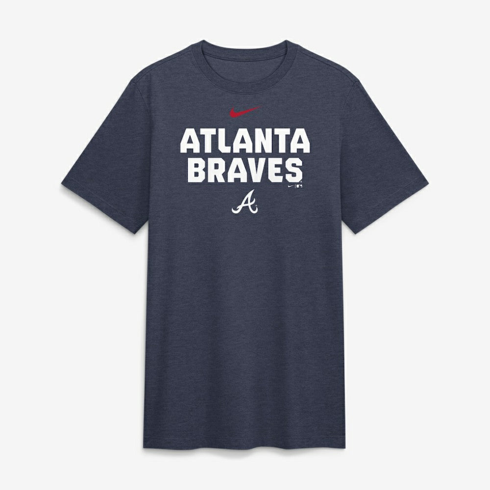 Atlanta Braves Nike Stacked Tri-Blend T-Shirt - Heather Navy T-shirts