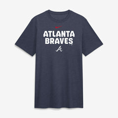 Atlanta Braves Nike Stacked Tri-Blend T-Shirt - Heather Navy T-shirts