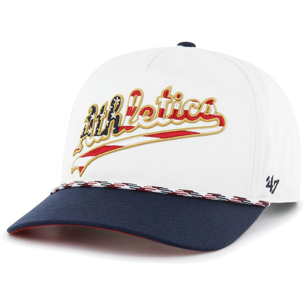 Athletics '47 Flag Script Hitch Snapback Hat - White Hats