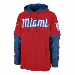 Miami Marlins '47 City Connect Trifecta Shortstop Pullover Hoodie - Red Hoodies