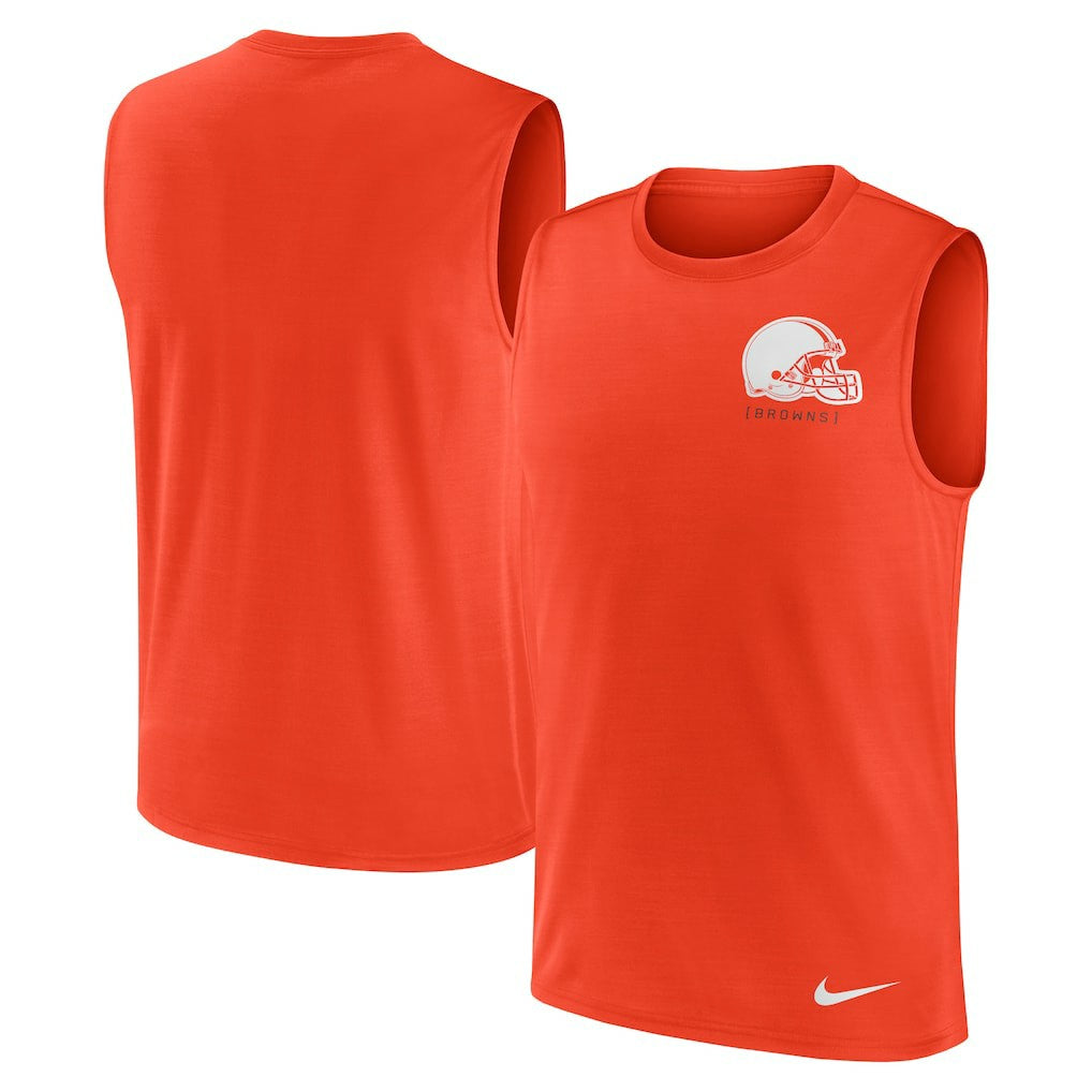 Cleveland Browns Large Logo Lightweight Dri-FIT Muscle Tank Top - Orange Tops