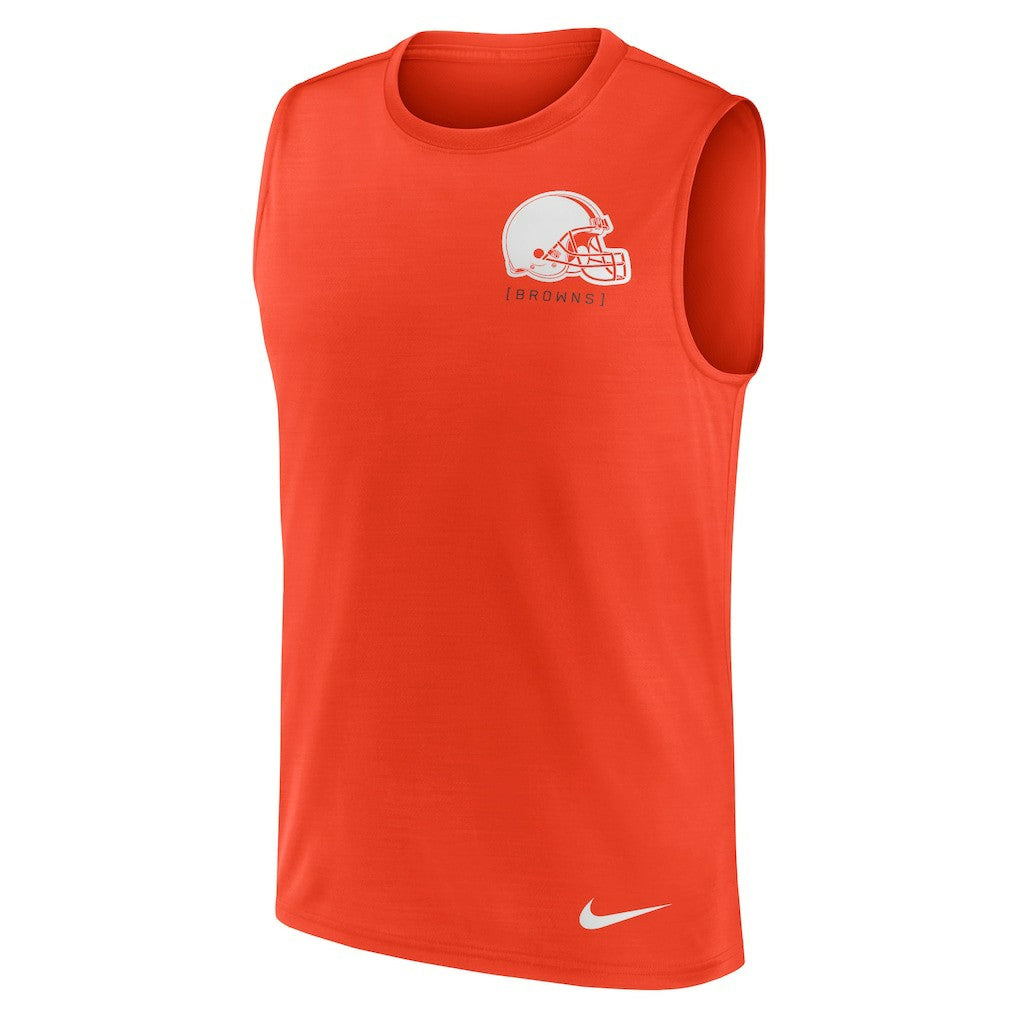Cleveland Browns Large Logo Lightweight Dri-FIT Muscle Tank Top - Orange Tops