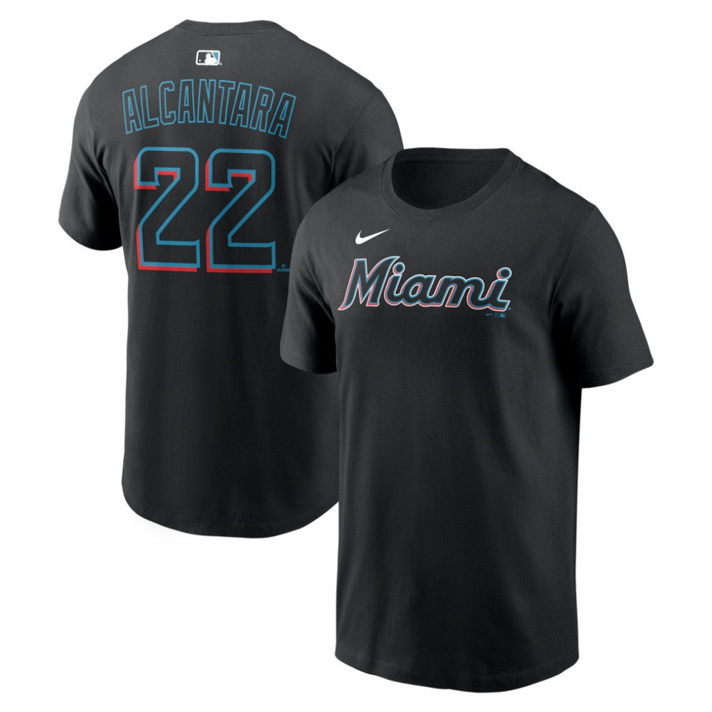 Sandy Alcantara Miami Marlins Nike Home Name & Number T-Shirt - Black T-shirts