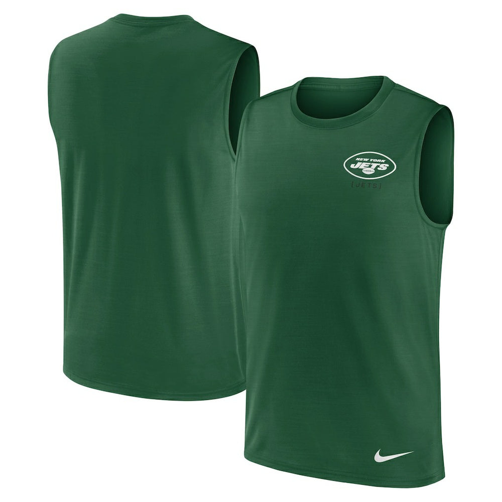 New York Jets Large Logo Lightweight Dri-FIT Muscle Tank Top - Green Tops