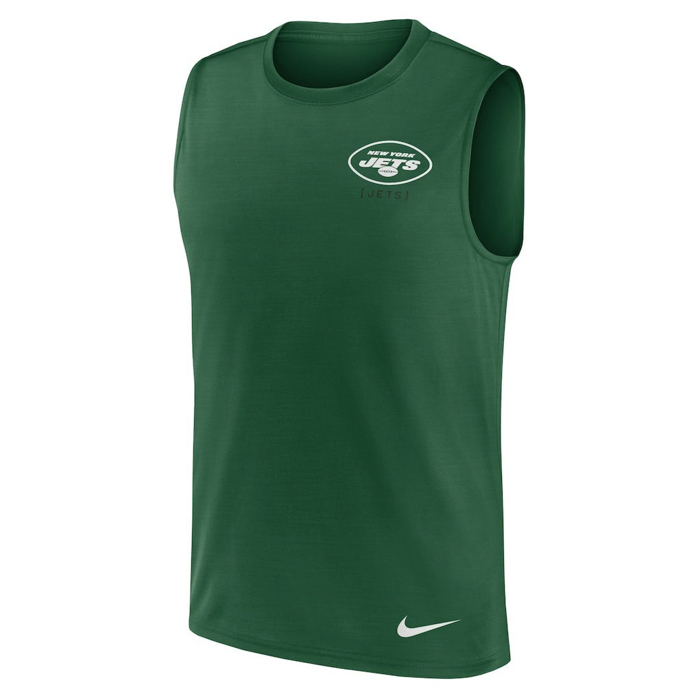 New York Jets Large Logo Lightweight Dri-FIT Muscle Tank Top - Green Tops