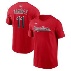 José Ramírez Cleveland Guardians Nike Name & Number T-Shirt - Red T-shirts