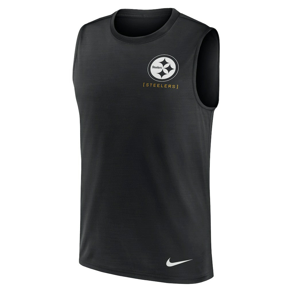 Pittsburgh Steelers Large Logo Lightweight Dri-FIT Muscle Tank Top - Black Tops