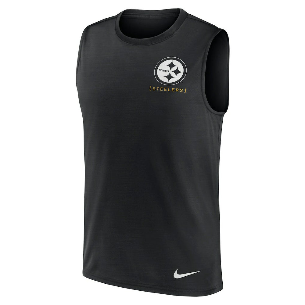 Pittsburgh Steelers Large Logo Lightweight Dri-FIT Muscle Tank Top - Black Tops