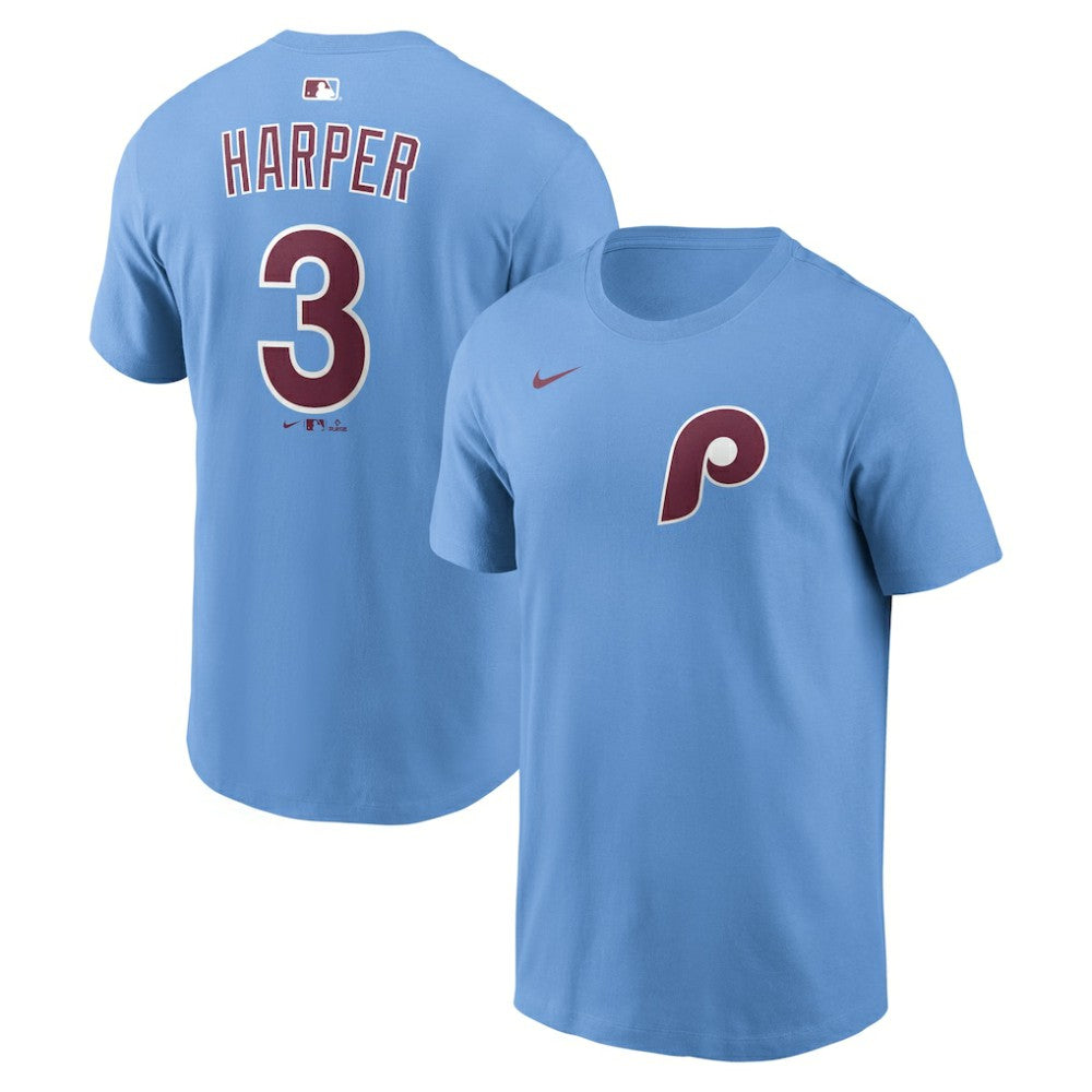 Bryce Harper Philadelphia Phillies Nike Name & Number T-Shirt - Light Blue T-shirts