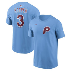Bryce Harper Philadelphia Phillies Nike Name & Number T-Shirt - Light Blue T-shirts