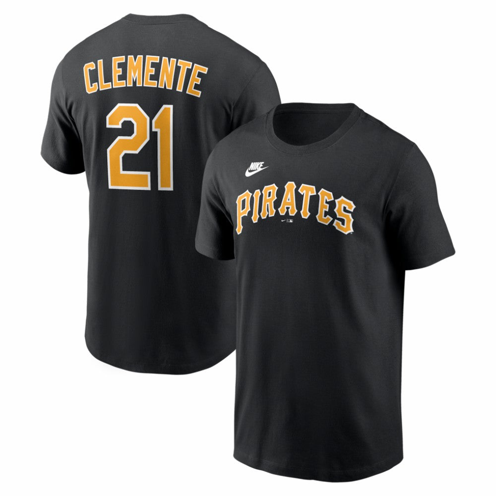Roberto Clemente Pittsburgh Pirates Nike Cooperstown Collection Name & Number T-Shirt - Black T-shirts