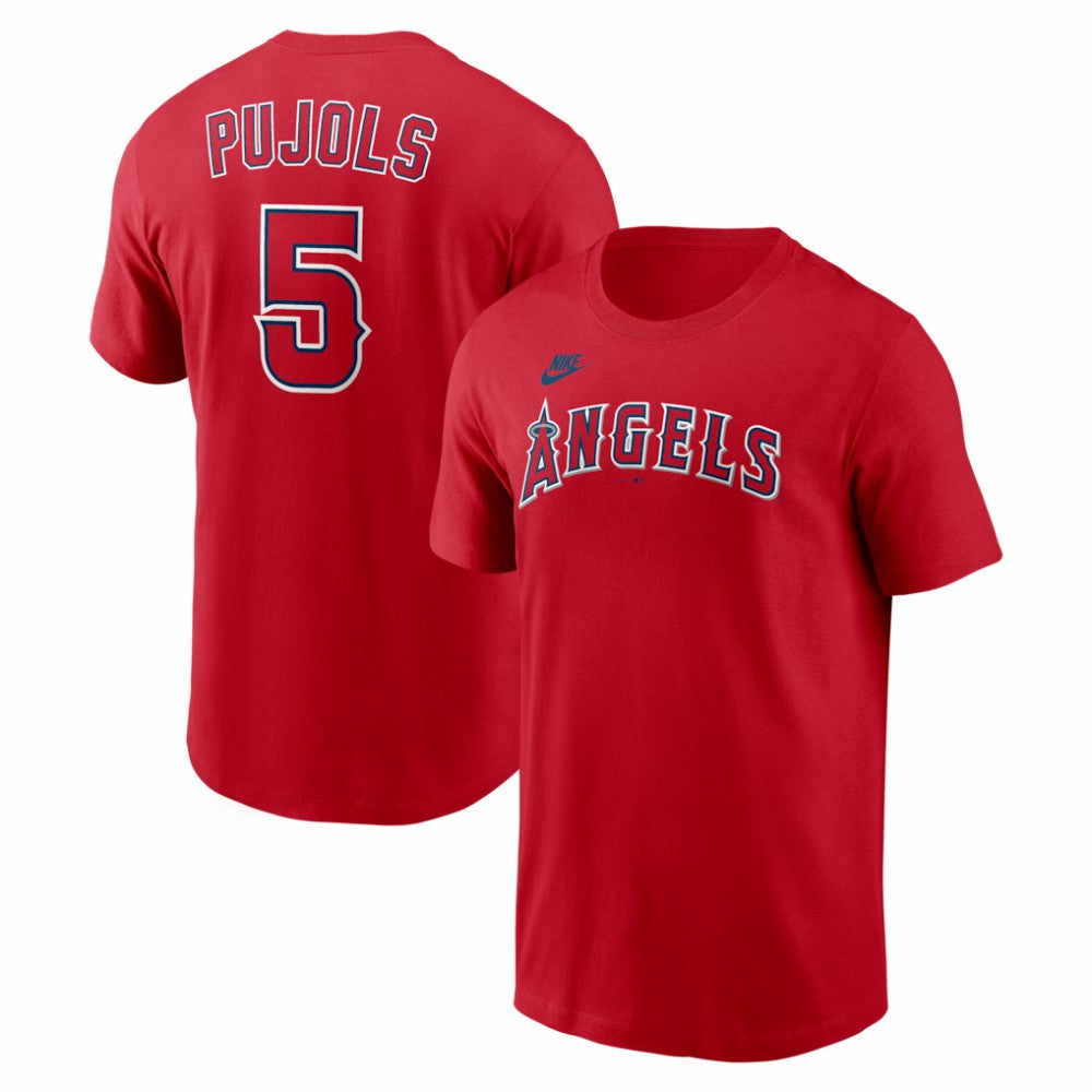 Albert Pujols Los Angeles Angels Nike Cooperstown Collection Name & Number T-Shirt - Red T-shirts