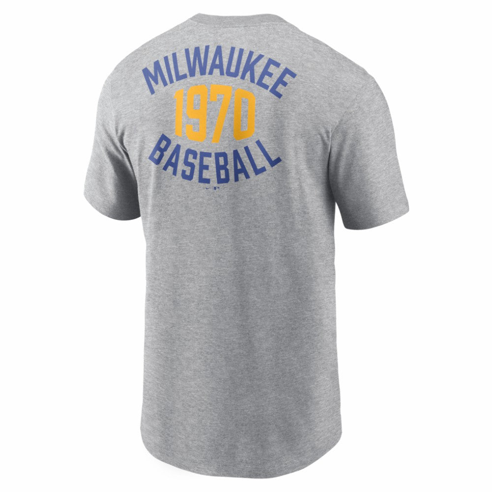 Milwaukee Brewers Nike Cooperstown 2-Hit T-Shirt - Heather Gray T-shirts