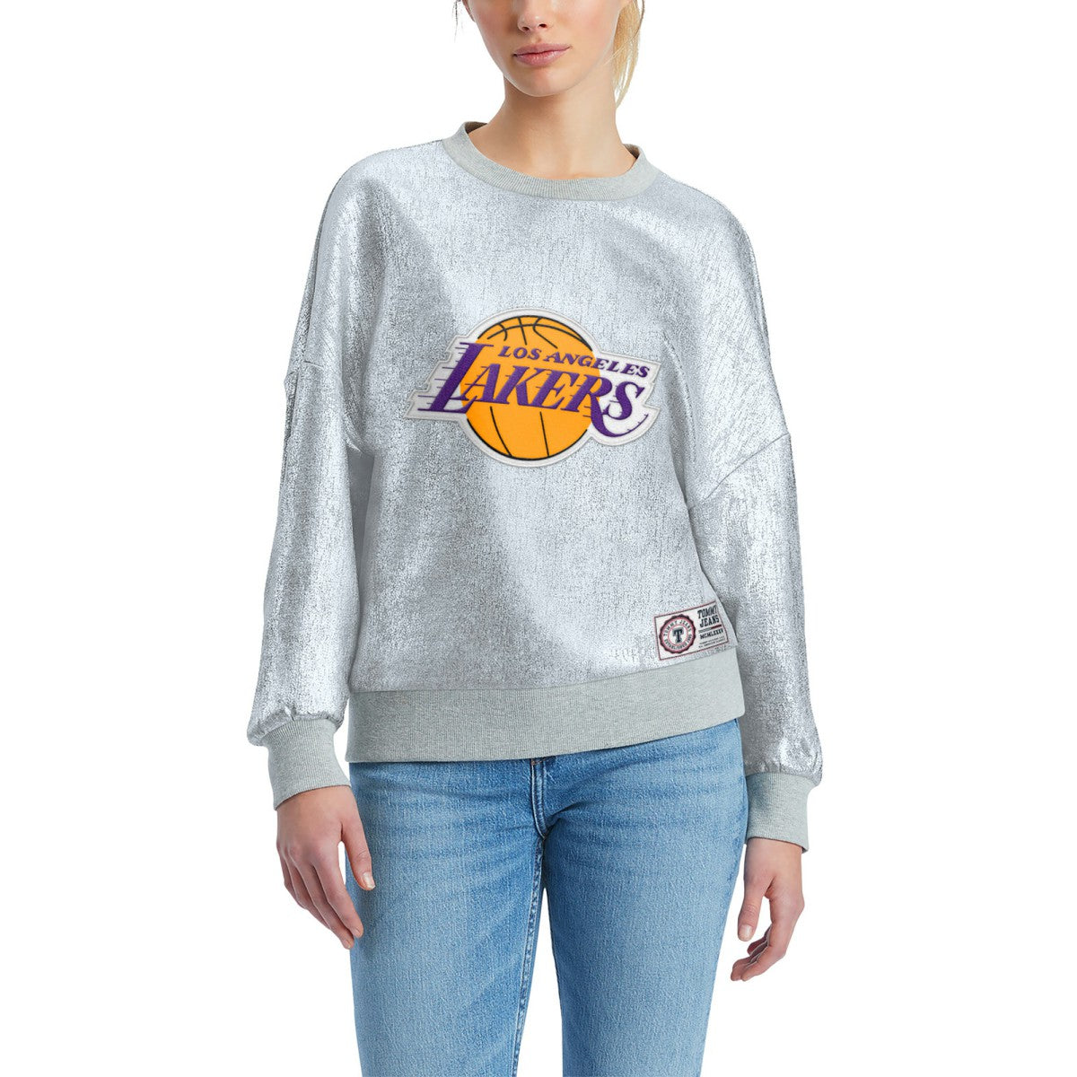 Los Angeles Lakers Tommy Jeans Women's Tracy Pullover Sweatshirt Silver
